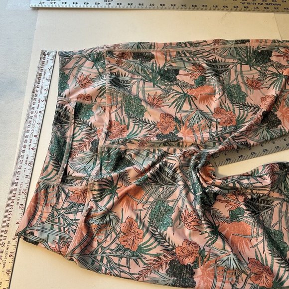 Preowned Reebox Womens Pink and Green Tropical Leggings Size 2X - Picture 7 of 9